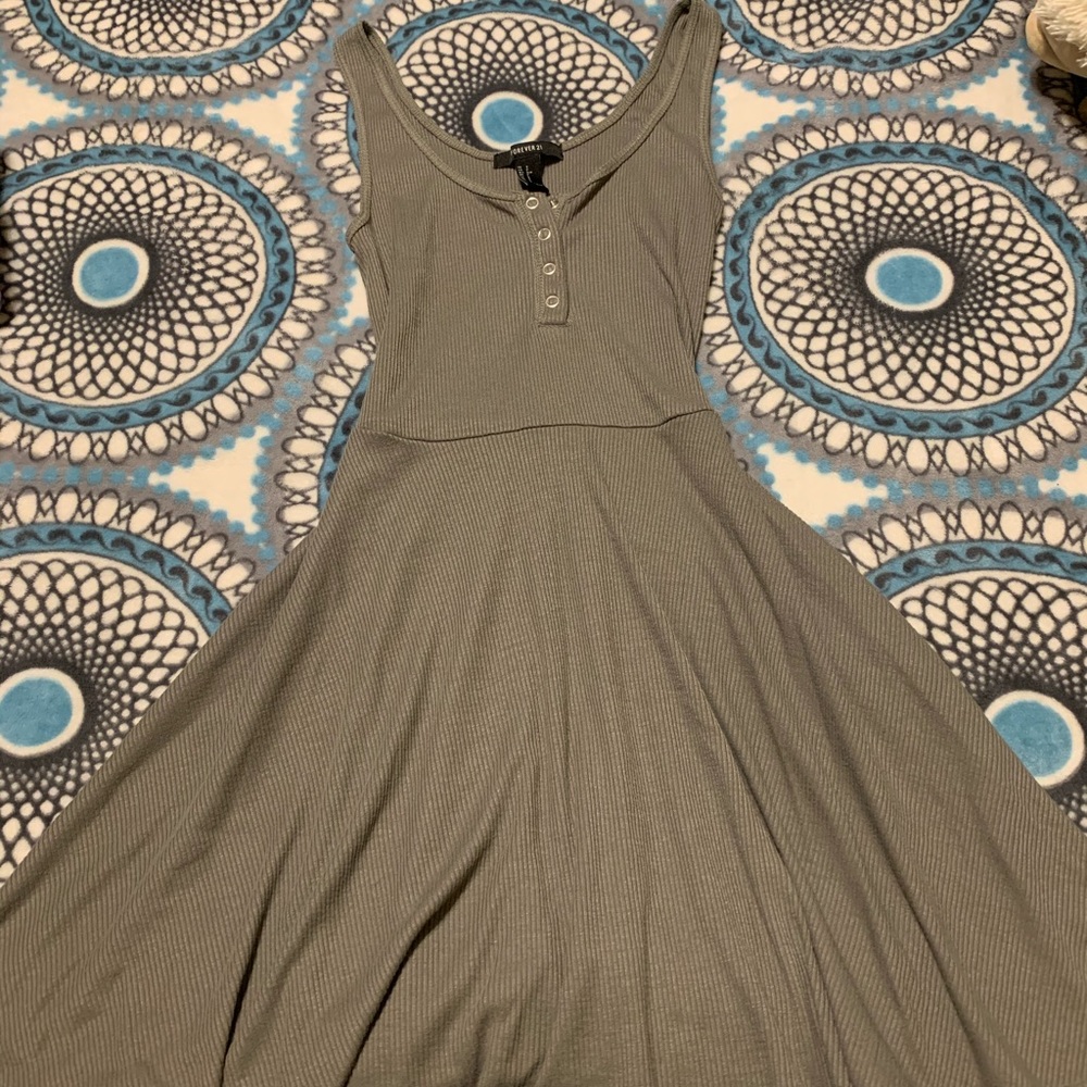 Olive green dress with buttons